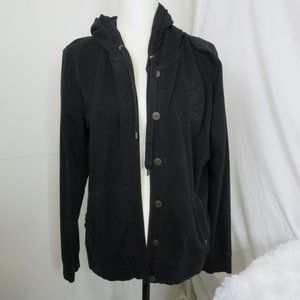 Lauren Ralph Lauren Jacket Black Button Up Hoodie Sweatshirt Sweater Size XL